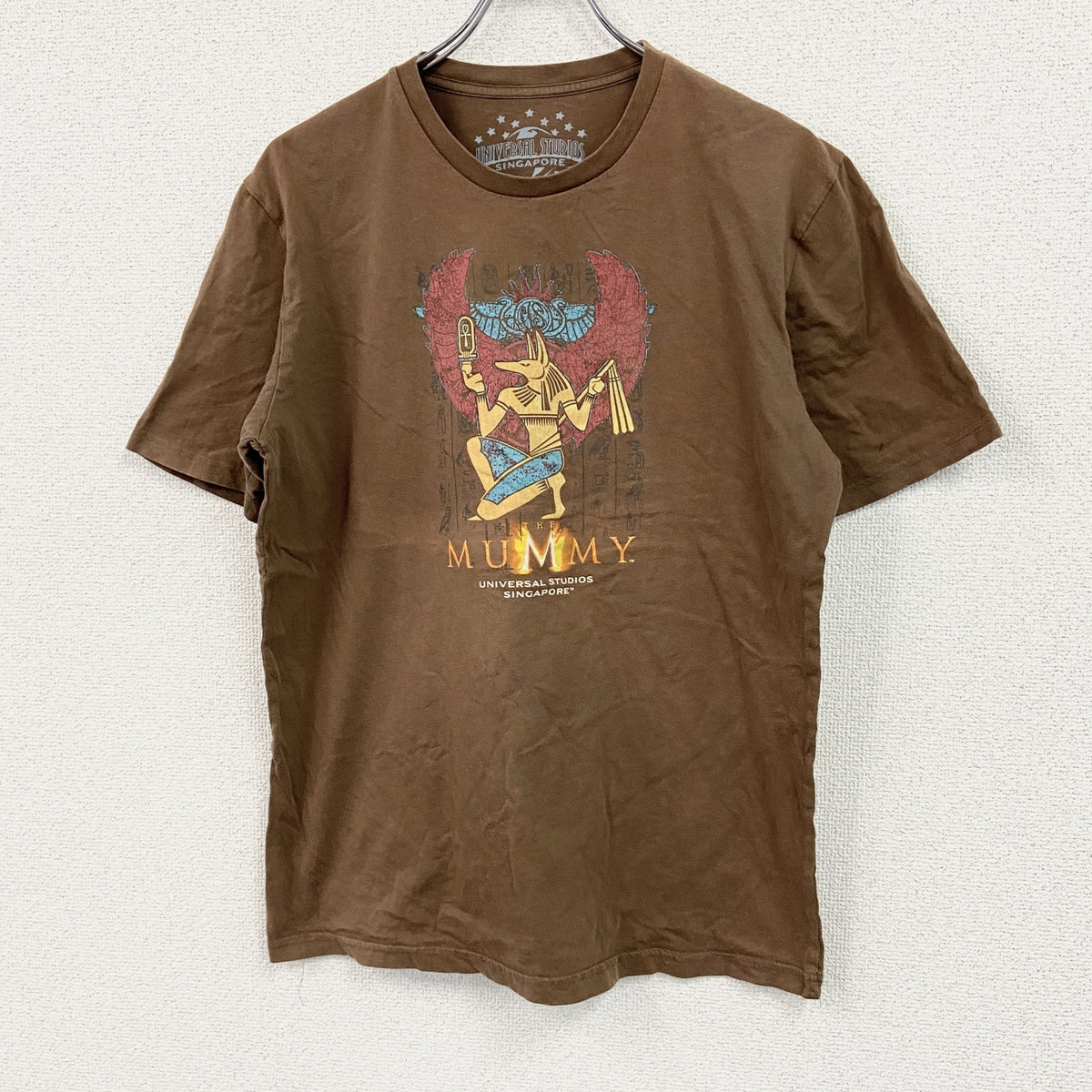 UNIVERSAL STUDIOS　ユニバーサルスタジオ　半袖プリントTシャツ　リベンジオブザマミー　茶色　ブラウン　XLサイズ　古着