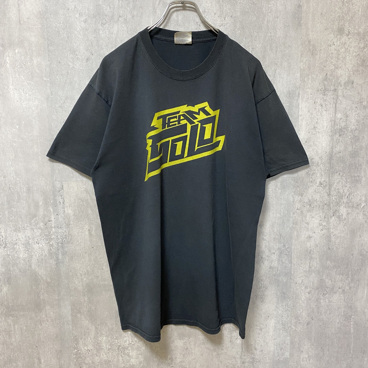 半袖プリントTシャツ　黒　ブラック　レトロ　デザイン　個性的　クルーネック　春夏服　Lサイズ　古着