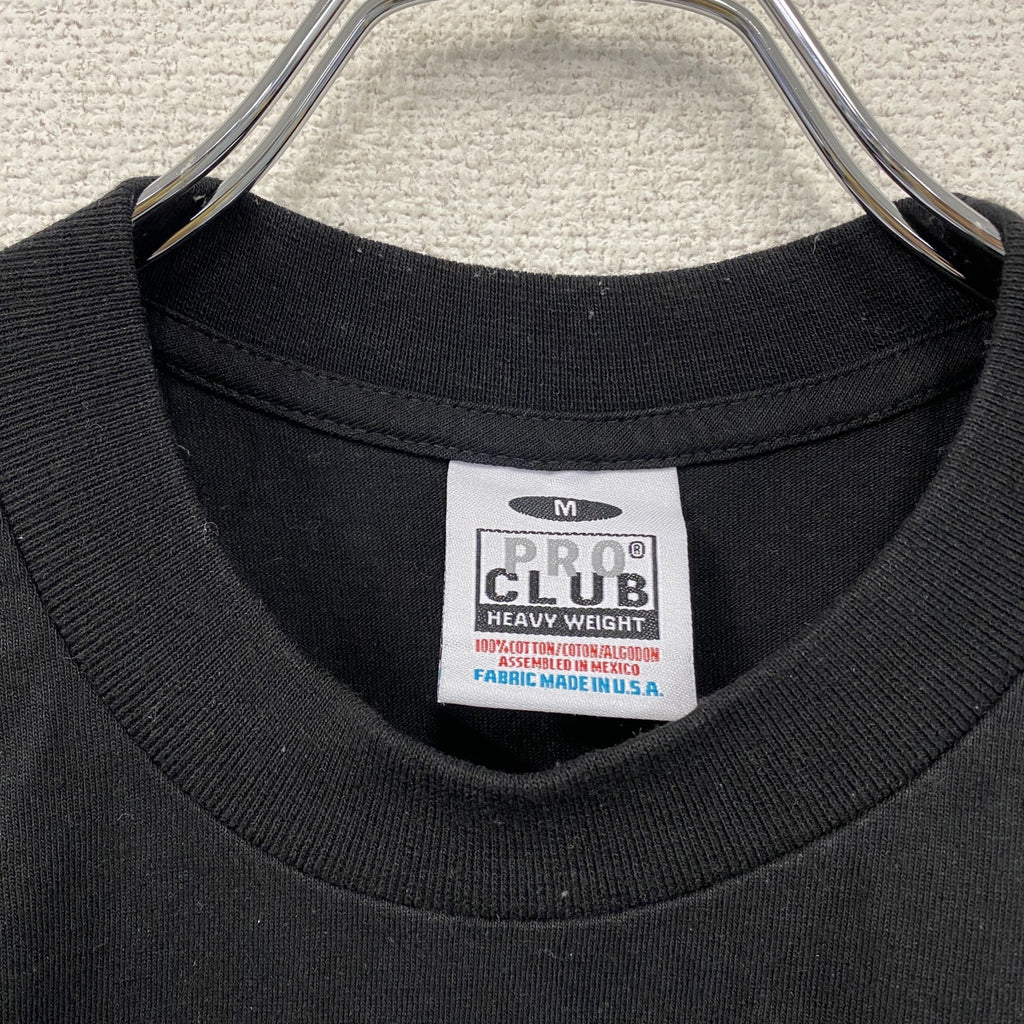PRO CLUB　プロクラブ　半袖プリントTシャツ　人物T　誰やねん　黒　ブラック　Mサイズ カットソー メンズ コットン 古着