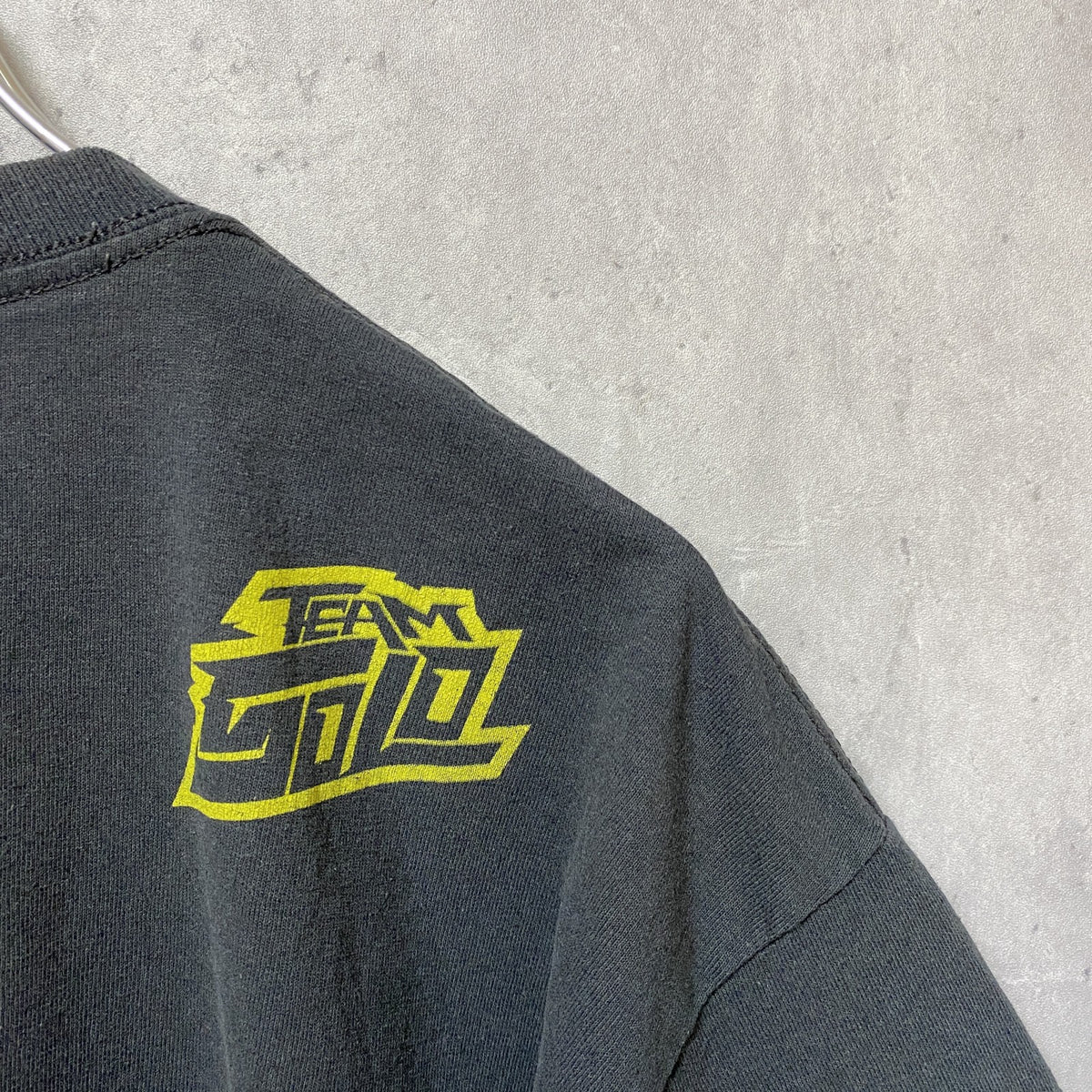 半袖プリントTシャツ　黒　ブラック　レトロ　デザイン　個性的　クルーネック　春夏服　Lサイズ　古着