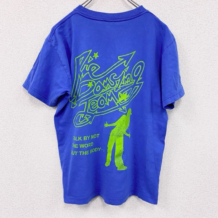 00s　Print Star　半袖プリントグラフィックTシャツ　3連プリント　ダンサー　両面プリント　ヴィンテージ　青　ブルー　Sサイズ　古着