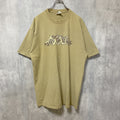 半袖カレッジプリントTシャツ　バックプリント　キャメル色　個性的　クルーネック　オーバーサイズ　XLサイズ　古着