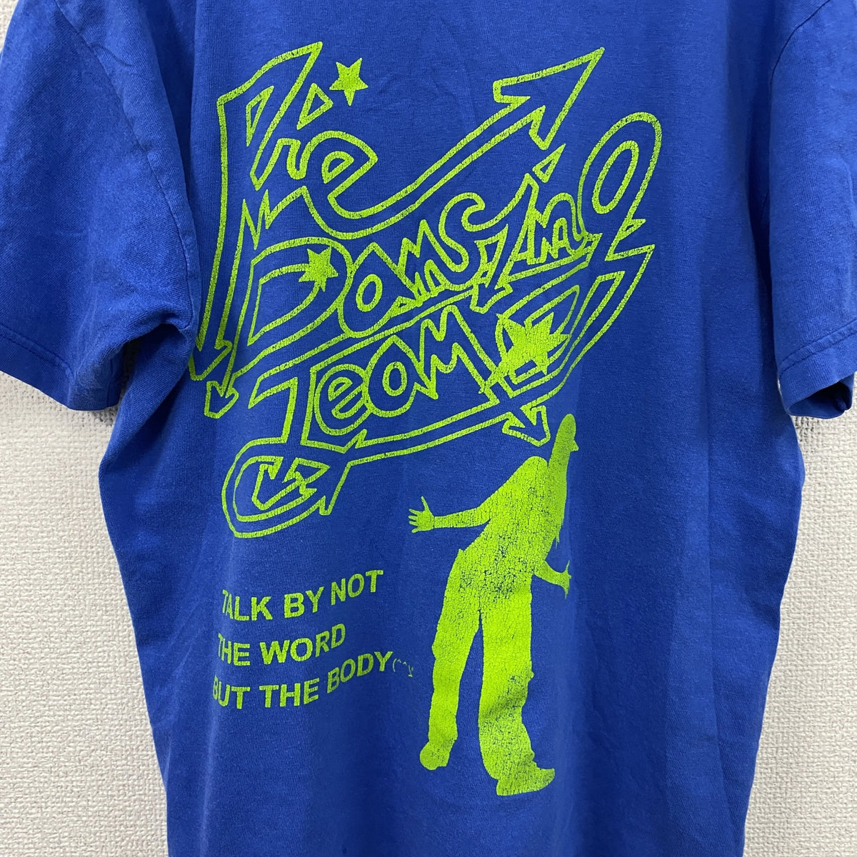 00s　Print Star　半袖プリントグラフィックTシャツ　3連プリント　ダンサー　両面プリント　ヴィンテージ　青　ブルー　Sサイズ　古着
