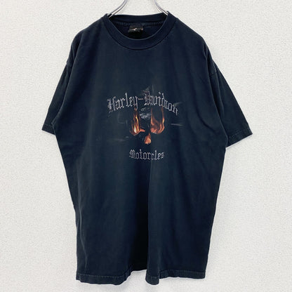 00s　HARLEY DAVIDSON　ハーレーダビッドソン　半袖プリントTシャツ　黒　ブラック　ヴィンテージ　XLサイズ