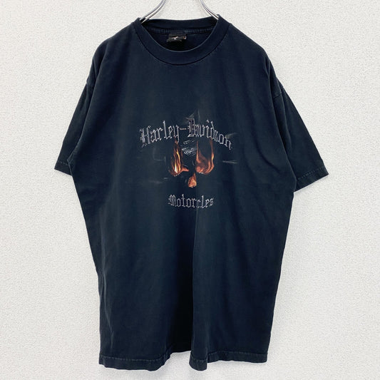00s　HARLEY DAVIDSON　ハーレーダビッドソン　半袖プリントTシャツ　黒　ブラック　ヴィンテージ　XLサイズ