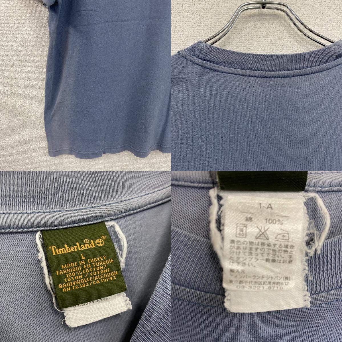 Timberland　ティンバーランド　半袖プリントTシャツ　フェード　紺　ネイビー　Lサイズ