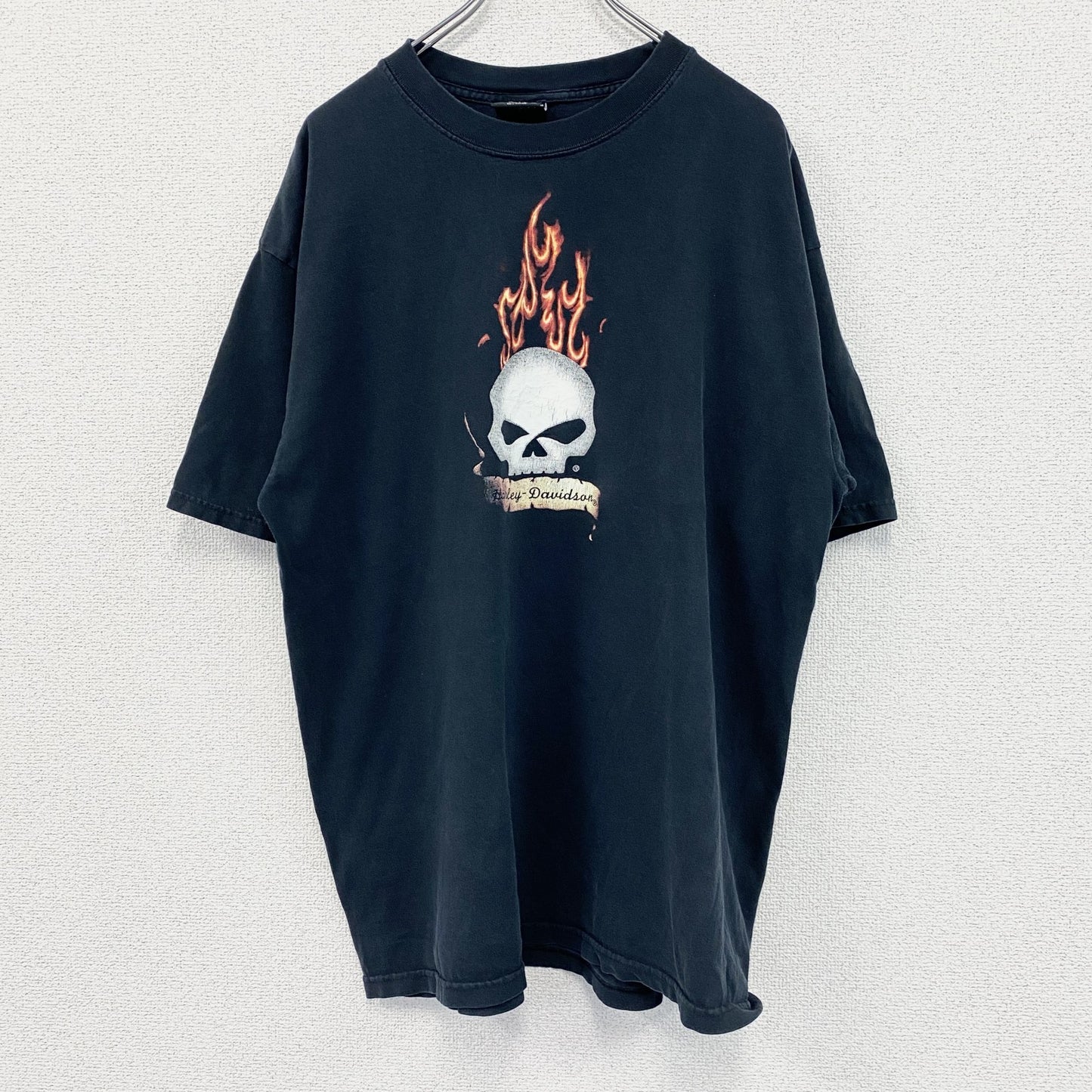 HARLEY DAVIDSON　ハーレーダビッドソン　半袖プリントTシャツ　スカル　黒　ブラック　XLサイズ