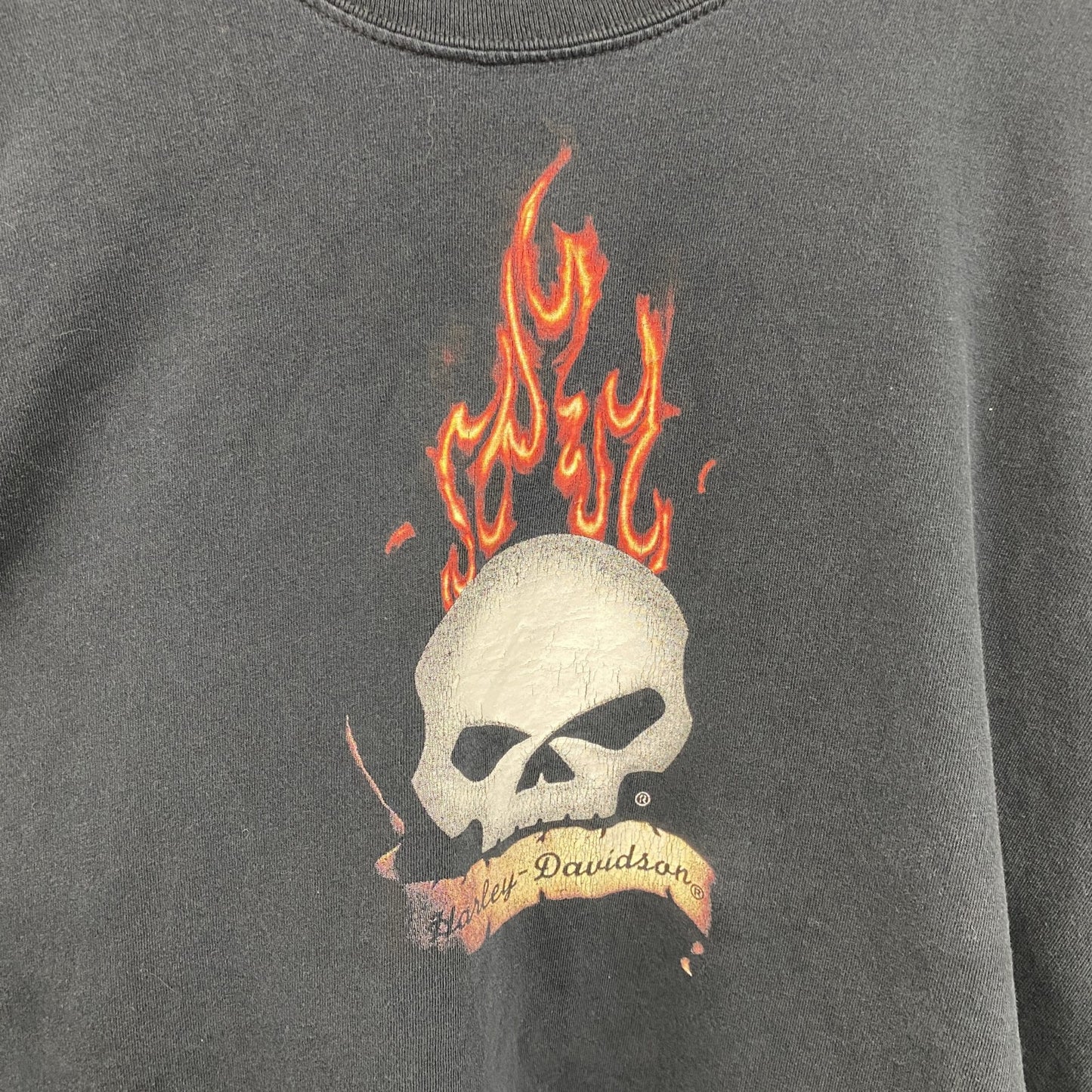 HARLEY DAVIDSON　ハーレーダビッドソン　半袖プリントTシャツ　スカル　黒　ブラック　XLサイズ