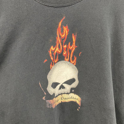 HARLEY DAVIDSON　ハーレーダビッドソン　半袖プリントTシャツ　スカル　黒　ブラック　XLサイズ