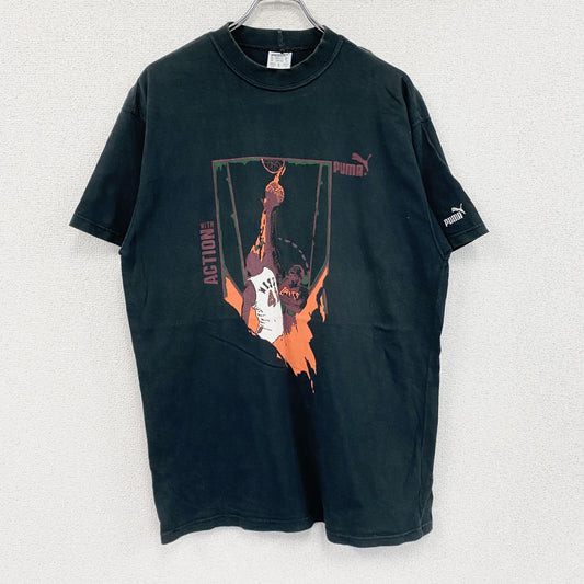 PUMA　プーマ　半袖プリントTシャツ　黒　ブラック　Mサイズ