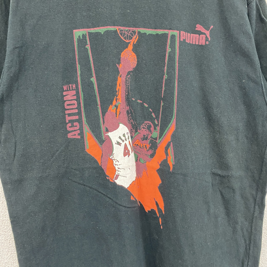～00s　PUMA　プーマ　半袖プリントTシャツ　ヴィンテージ　黒　ブラック　Mサイズ　古着