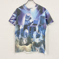 GILDAN　ギルダン　半袖プリントTシャツ　フロント全面プリント　アニマルT　猫　DJ　白　ホワイト　Mサイズ　古着