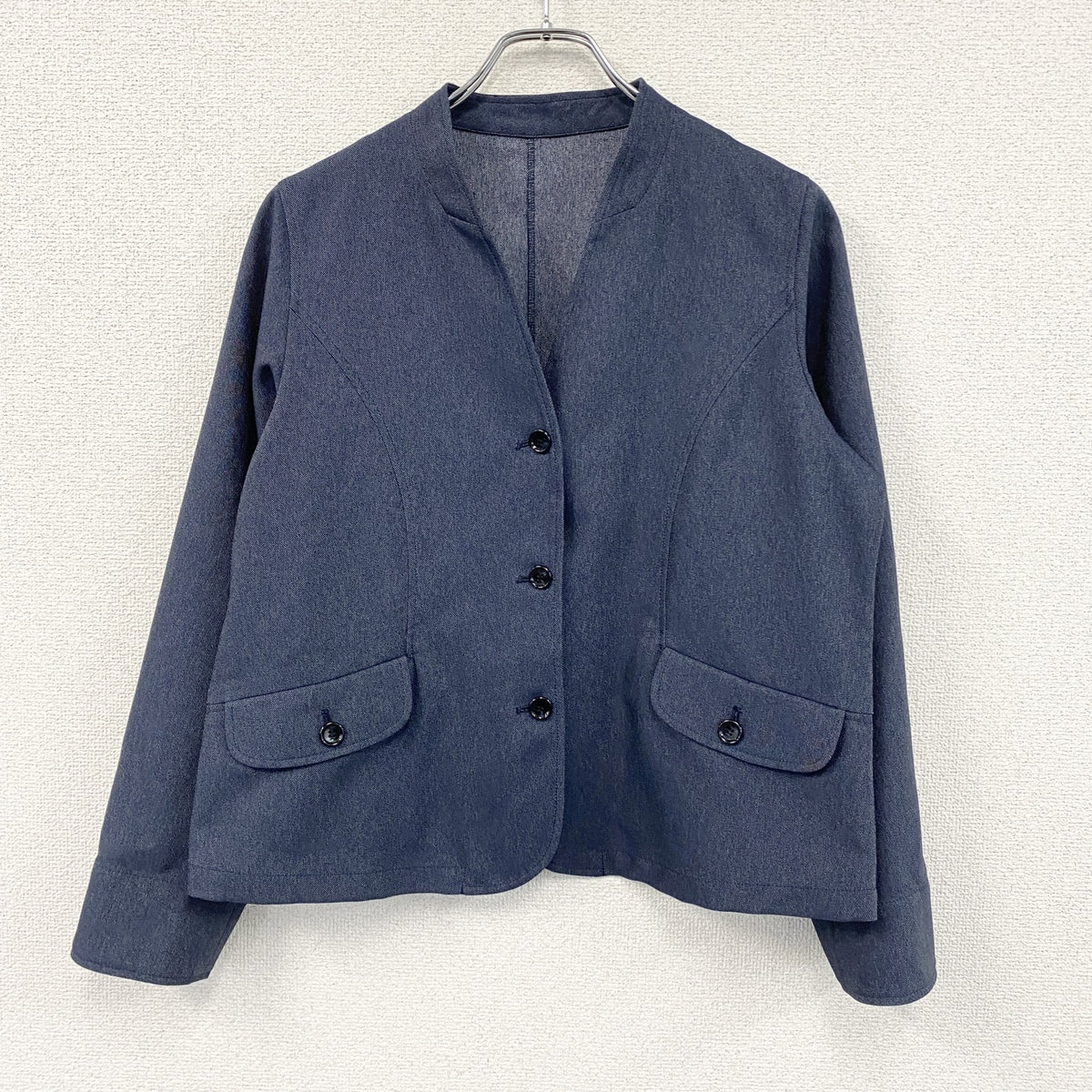 HALMEK　ハルメク　バンドカラーデニムジャケット　インディゴ　Lサイズ　古着