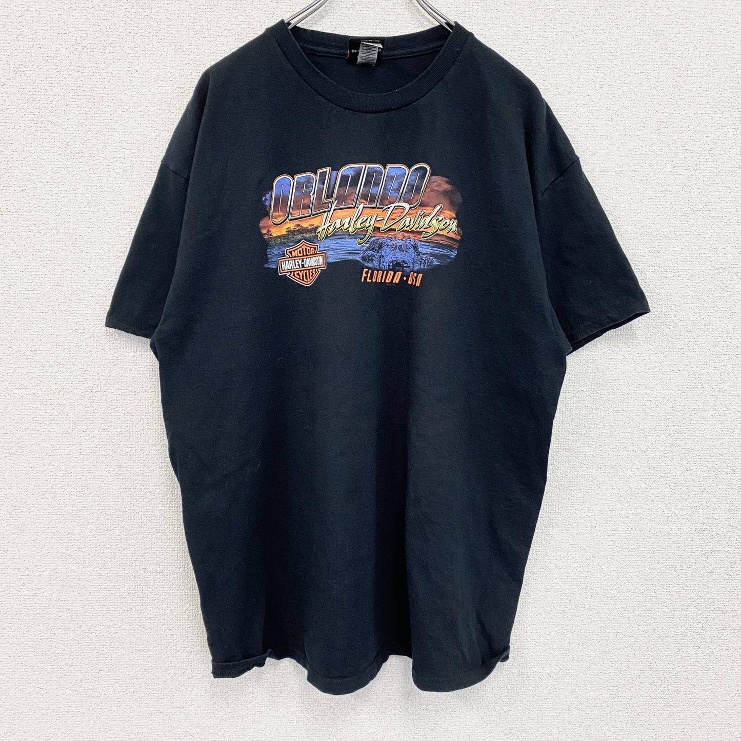 HARLEY DAVIDSON　ハーレーダビッドソン　半袖両面プリントTシャツ　黒　ブラック　XLサイズ