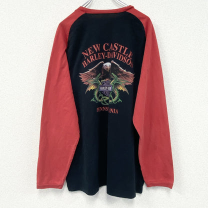 00s　HARLEY DAVIDSON　ハーレーダビッドソン　ヴィンテージ　長袖両面プリントTシャツ　黒　ブラック