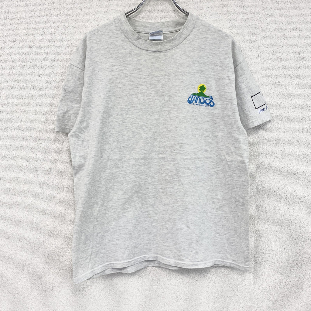 00s　Hanes　ヘインズ　半袖プリントオリジナルTシャツ　Dive Bandos　両面プリント　霜降りグレー　Lサイズ　古着