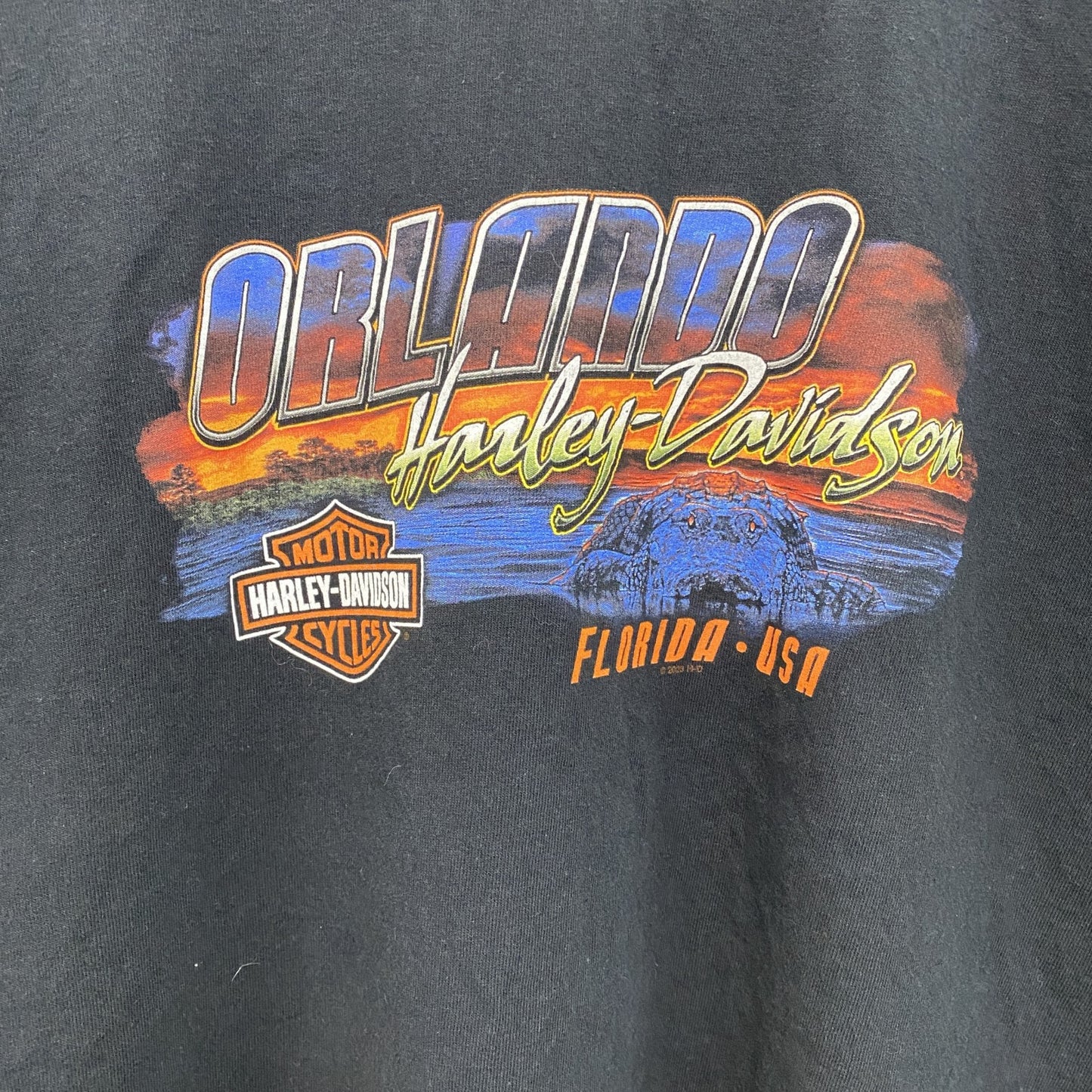 HARLEY DAVIDSON　ハーレーダビッドソン　半袖両面プリントTシャツ　黒　ブラック　XLサイズ