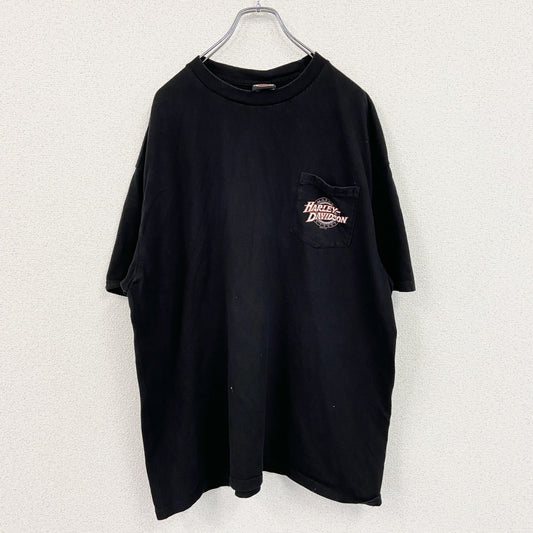HARLEY DAVIDSON　ハーレーダビッドソン　半袖プリントTシャツ　胸ポケット　黒　ブラック　2XLサイズ