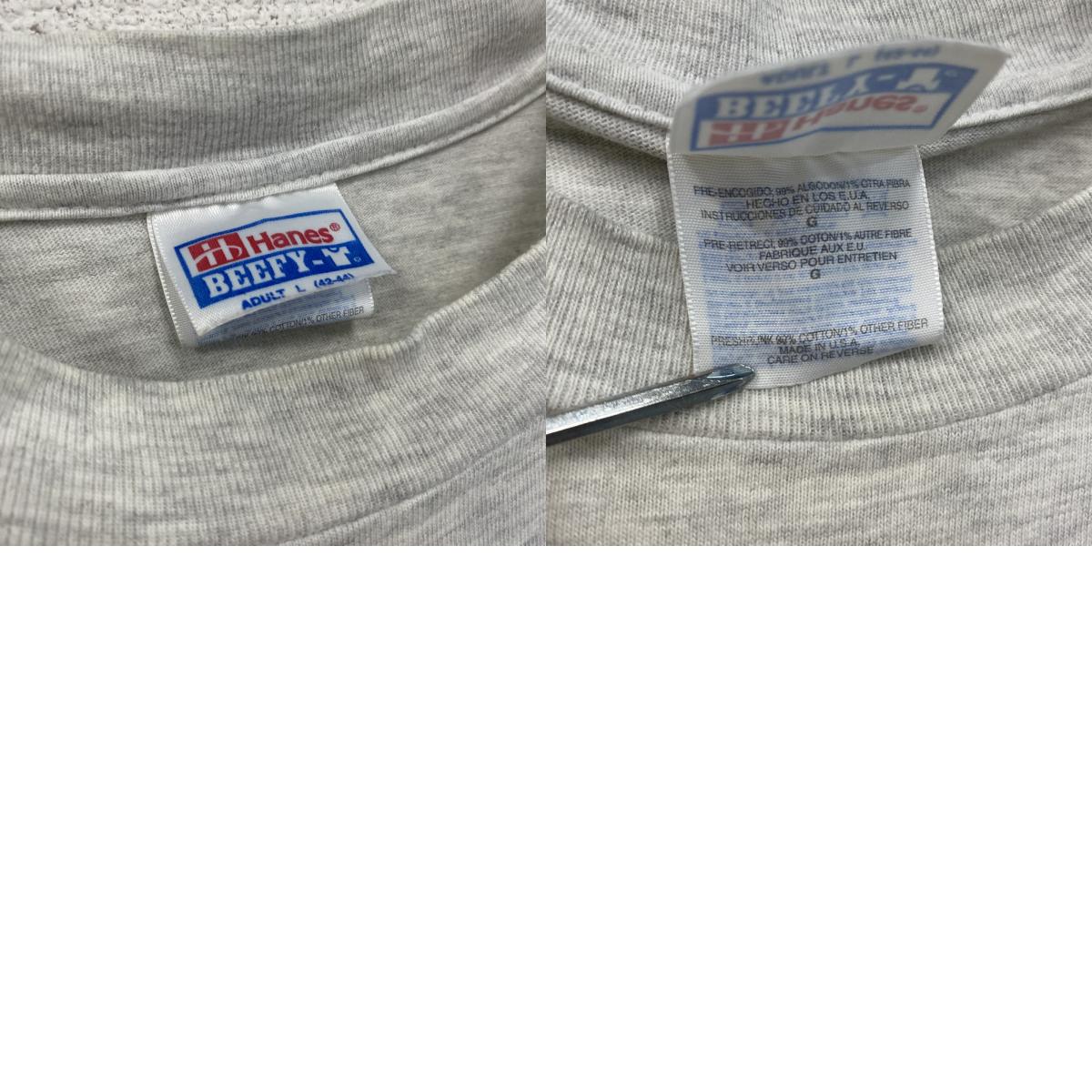 Hanes　ヘインズ　半袖プリントTシャツ　霜降りグレー　Lサイズ