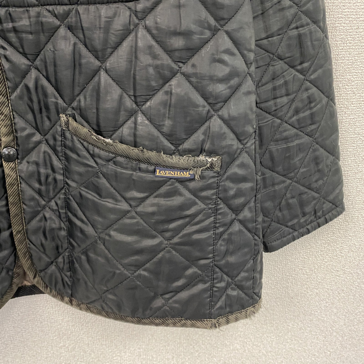 LAVENHAM　ラベンハム　キルティングジャケット　コーデュロイ襟　黒　ブラック　38サイズ　古着