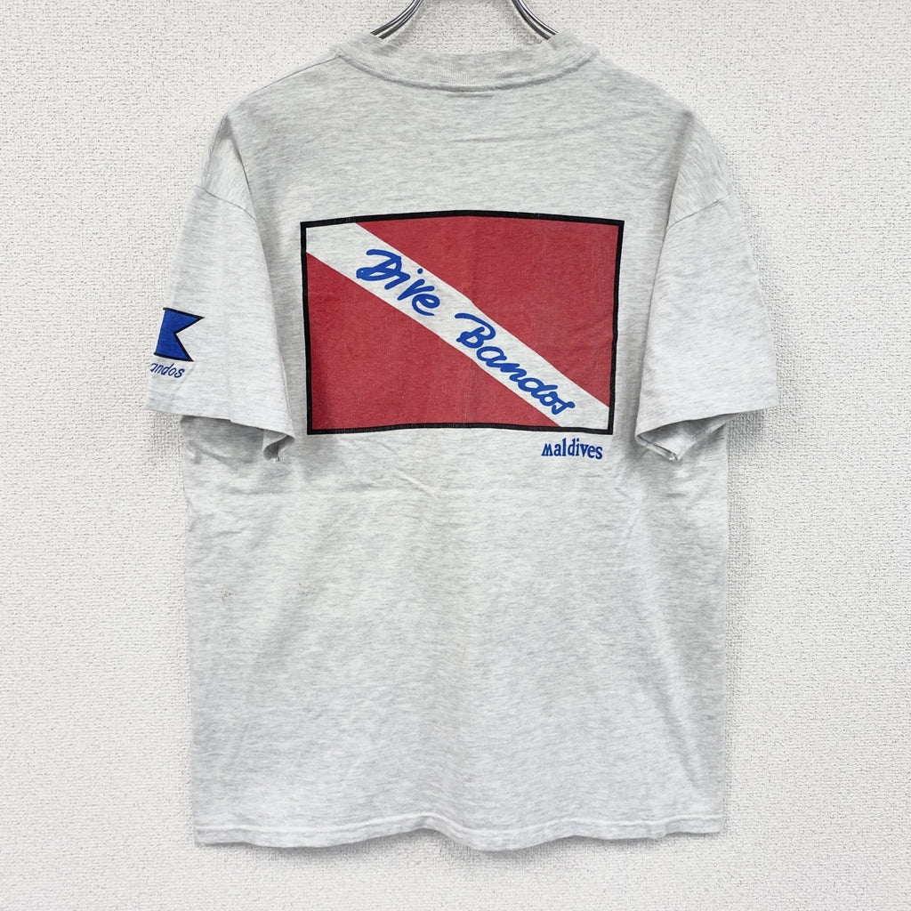 00s　Hanes　ヘインズ　半袖プリントオリジナルTシャツ　Dive Bandos　両面プリント　霜降りグレー　Lサイズ　古着