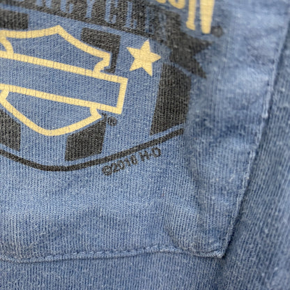 HARLEY DAVIDSON　ハーレーダビッドソン　半袖両面プリントTシャツ　青　ブルー　XLサイズ