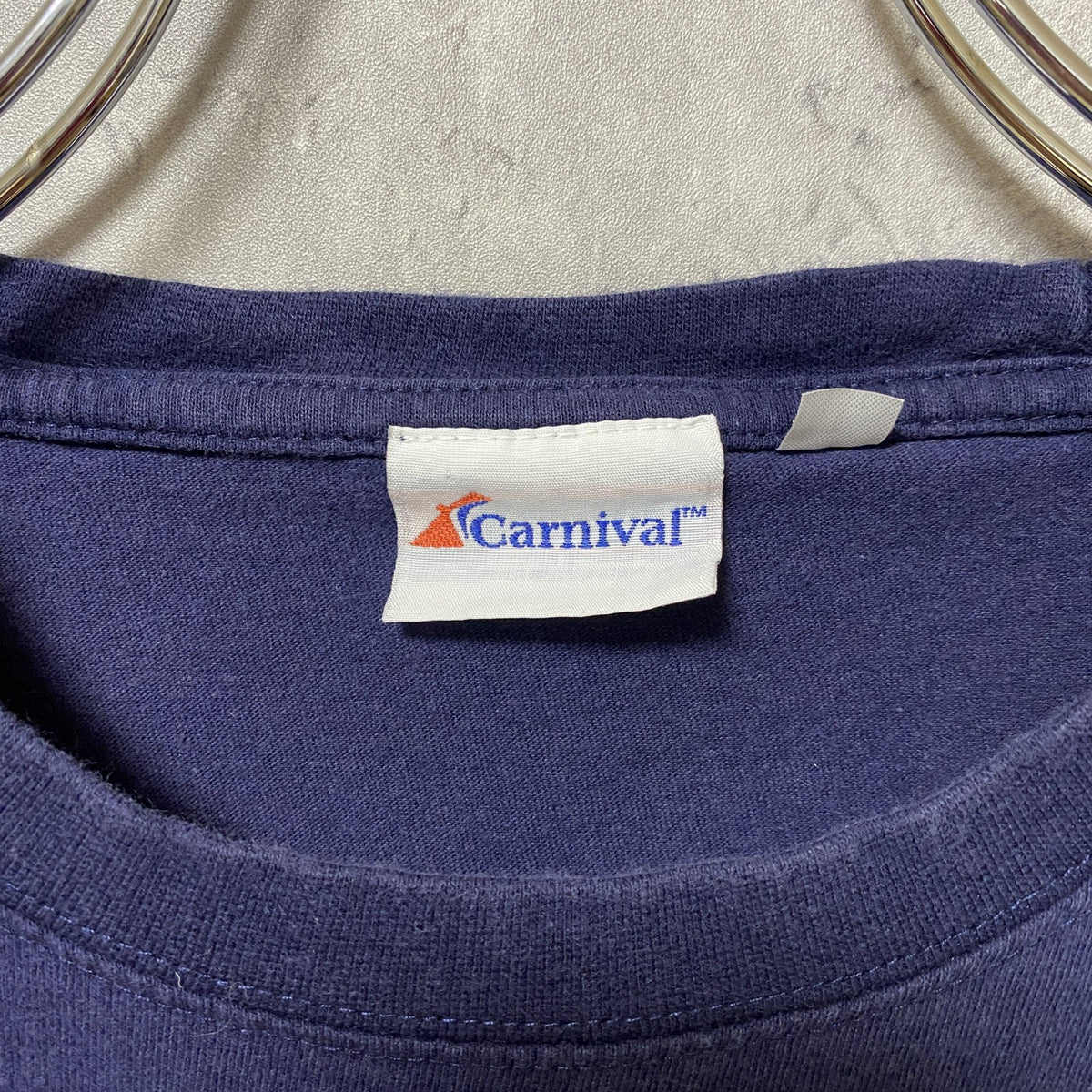 COZUMEL　半袖プリントTシャツ　ネイビー　紺　レトロ　デザイン　個性的　クルーネック　春夏服　Lサイズ　古着