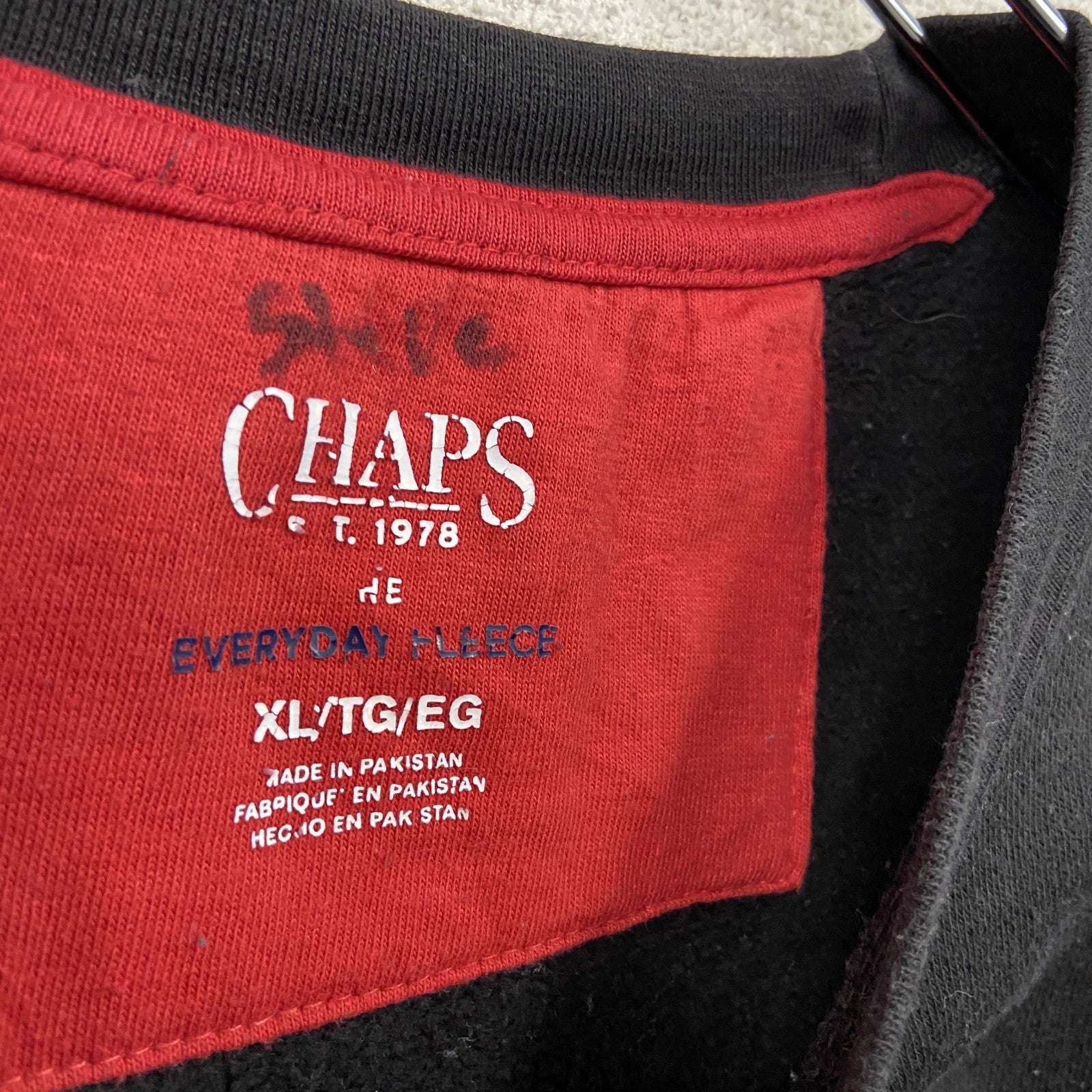 CHAPS　チャップス　スウェット/トレーナー　刺繍ロゴ　黒　ブラック　XLサイズ スウェットトップス メンズ 古着