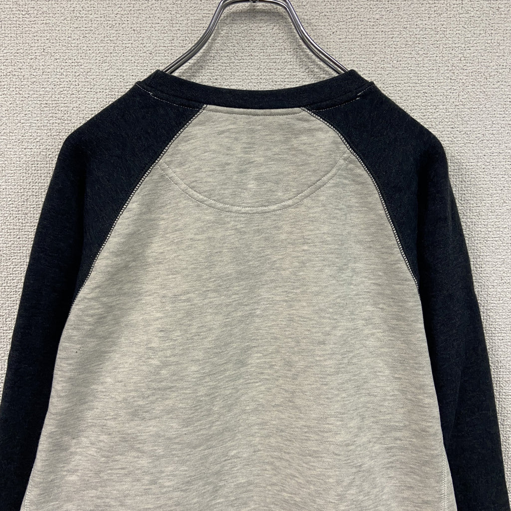 RUSSELL　ラッセル　スウェット/トレーナー　前V　刺繍ロゴ　ラグランスリーブ　霜降りグレー　紺　ネイビー　Mサイズ　古着