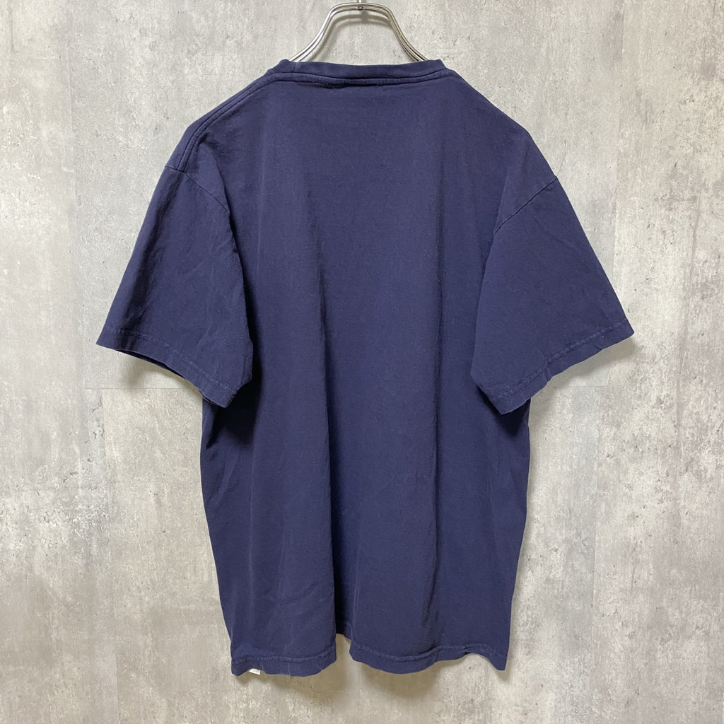 COZUMEL　半袖プリントTシャツ　ネイビー　紺　レトロ　デザイン　個性的　クルーネック　春夏服　Lサイズ　古着