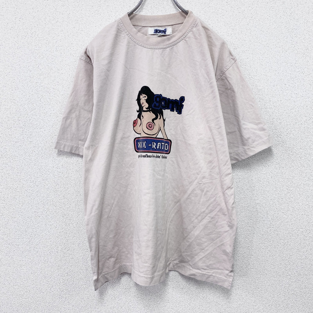 古着 used　～00s　gomf　半袖プリントTシャツ　エロT　アニメT　ユーロヴィンテージ　ベージュ　Mサイズ