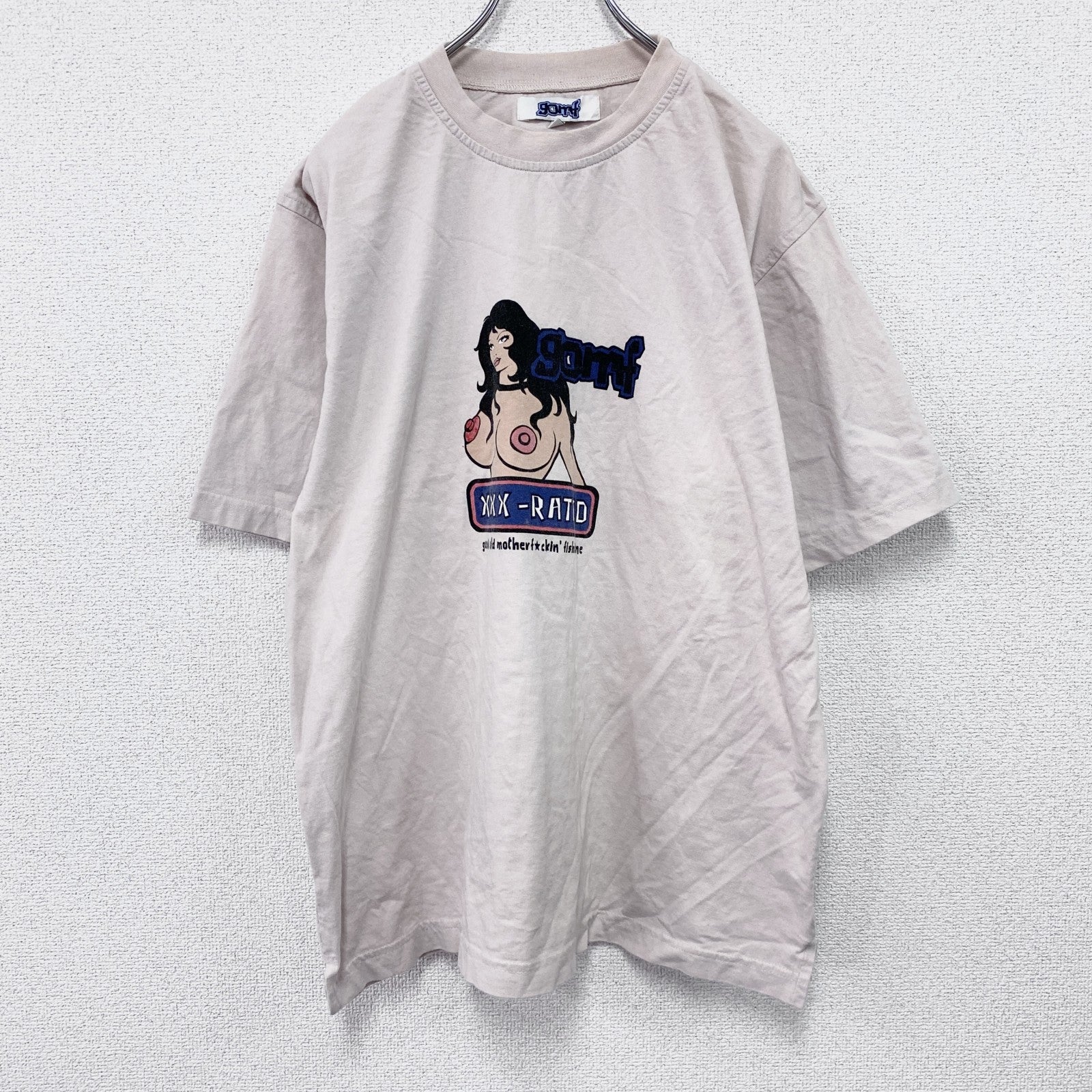 古着 used　～00s　gomf　半袖プリントTシャツ　エロT　アニメT　ユーロヴィンテージ　ベージュ　Mサイズ