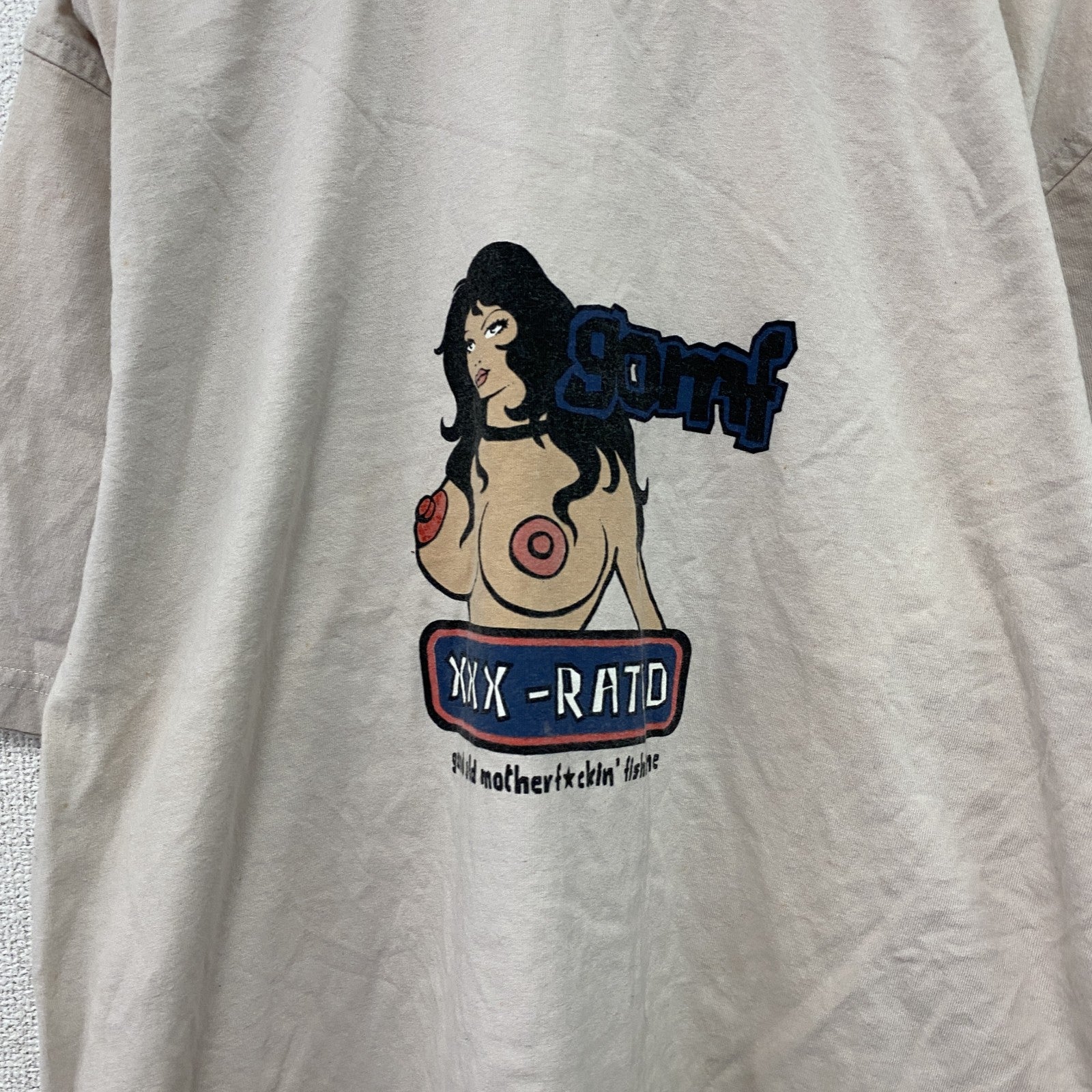 古着 used　～00s　gomf　半袖プリントTシャツ　エロT　アニメT　ユーロヴィンテージ　ベージュ　Mサイズ