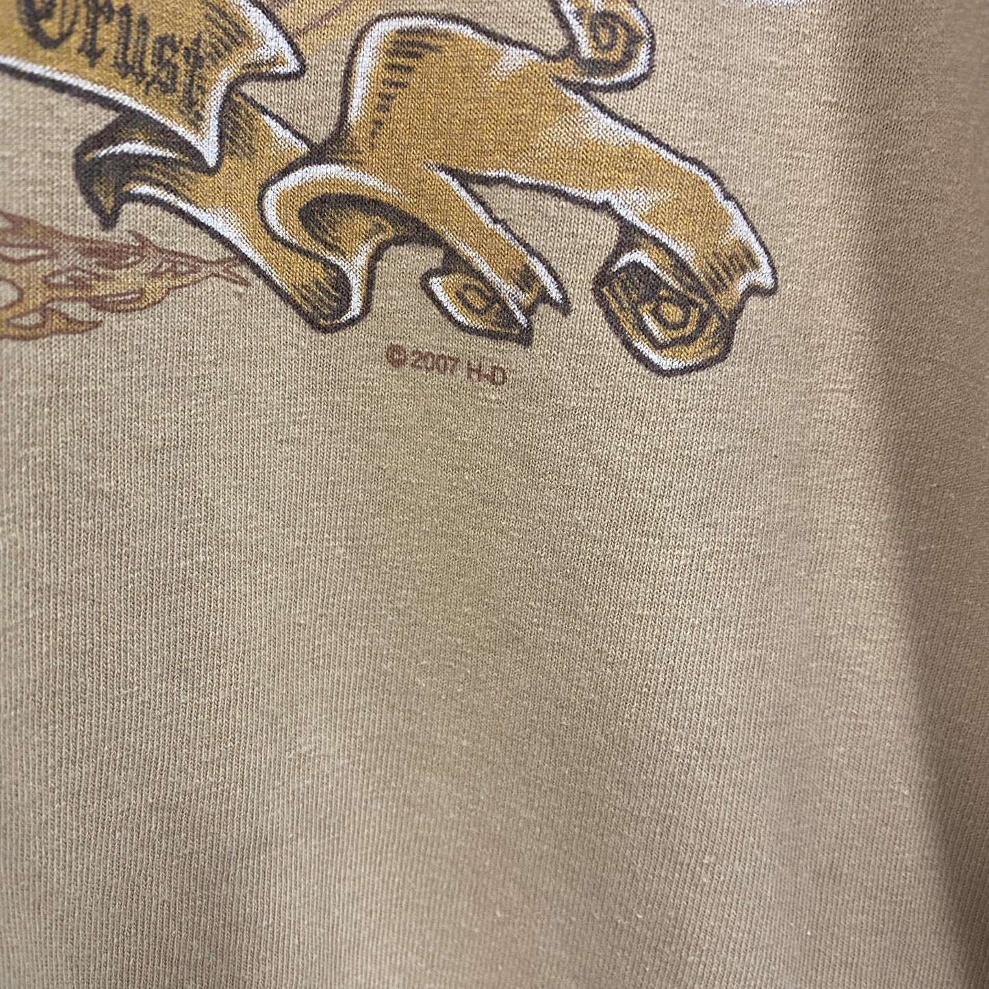 HARLEY DAVIDSON　ハーレーダビッドソン　半袖プリントTシャツ　ベージュ　Sサイズ