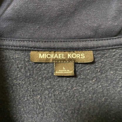 古着 used　MICHAEL KORS　マイケルコース　長袖ハーフジップロゴプリントスウェット　トレーナー　ネイビー　Lサイズ