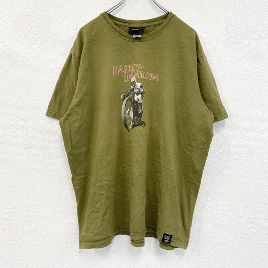 00s　HARLEY DAVIDSON　ハーレーダビッドソン　半袖プリントTシャツ　カーキ　XXLサイズ