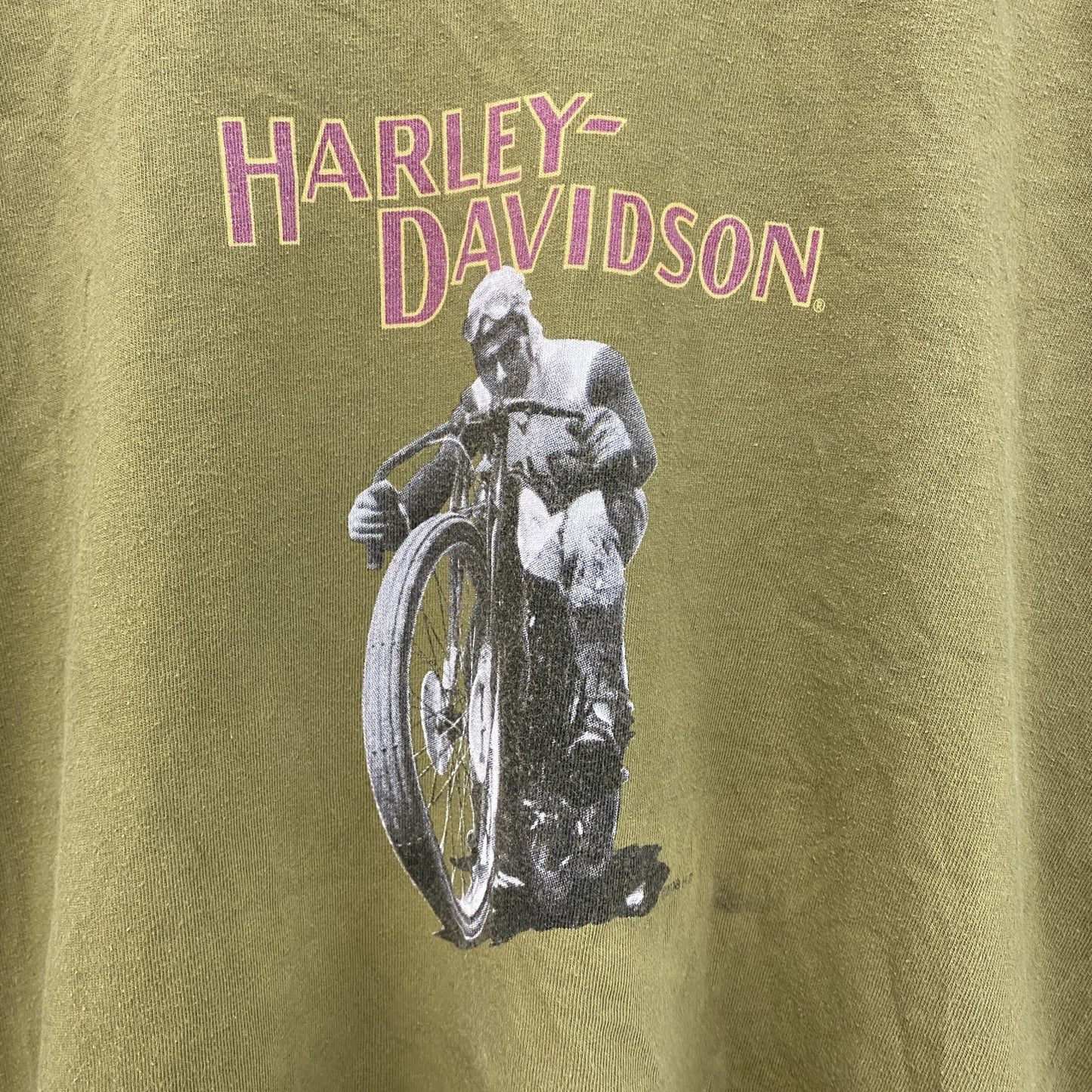 00s　HARLEY DAVIDSON　ハーレーダビッドソン　半袖プリントTシャツ　カーキ　XXLサイズ