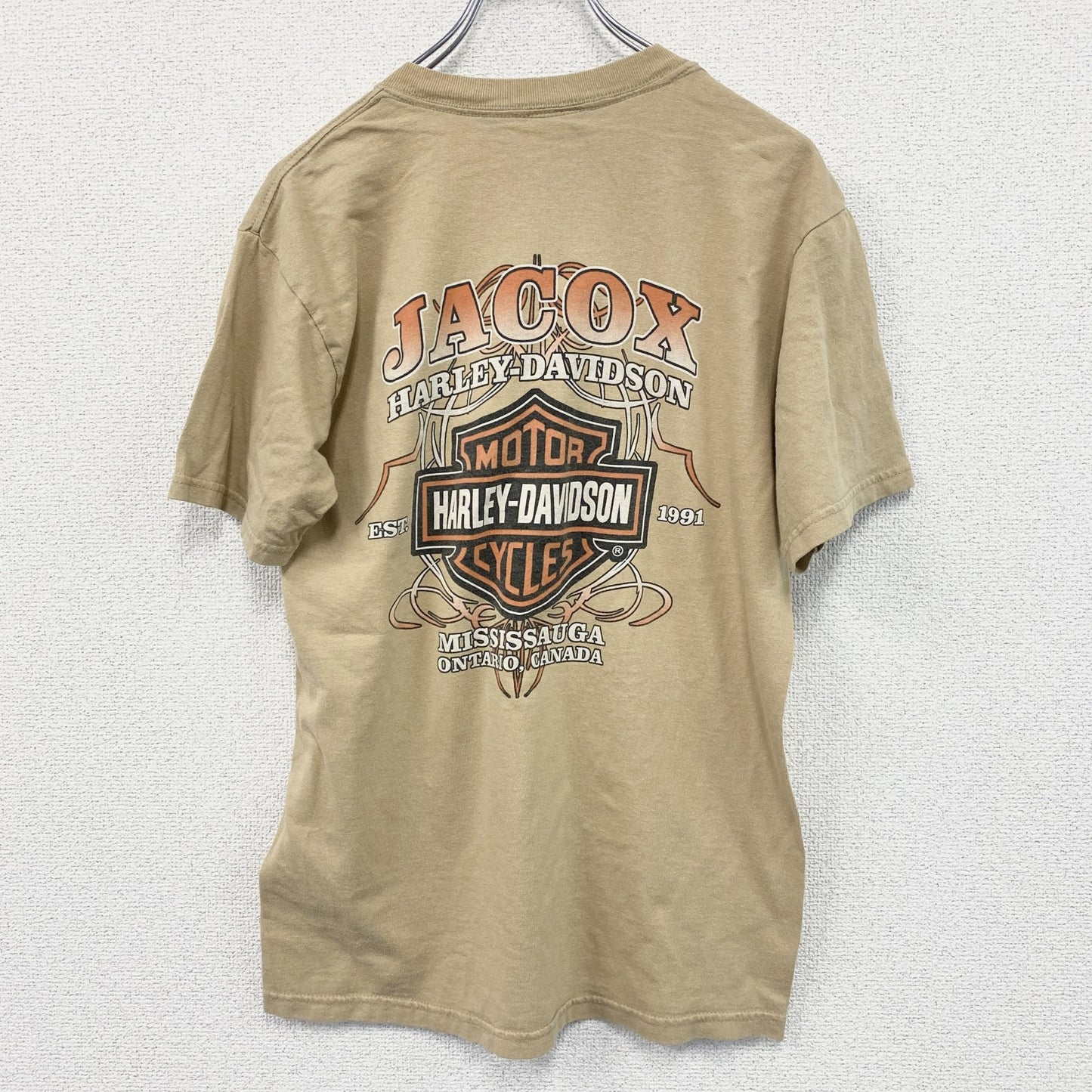 HARLEY DAVIDSON　ハーレーダビッドソン　半袖プリントTシャツ　ベージュ　Sサイズ