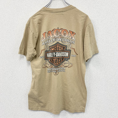 HARLEY DAVIDSON　ハーレーダビッドソン　半袖プリントTシャツ　ベージュ　Sサイズ