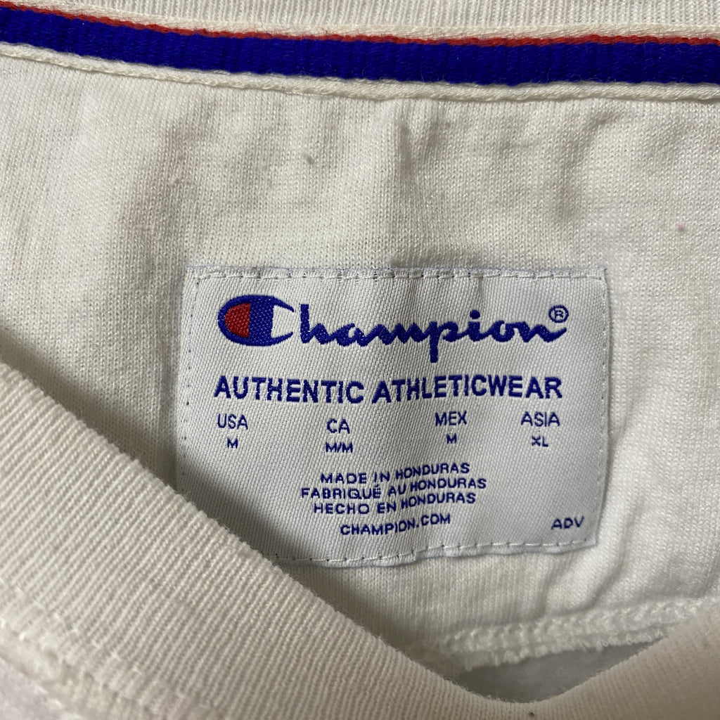 Champion チャンピオン　長袖クルーネックロゴスウェット　トレーナー　白　ホワイト　レトロデザイン　Mサイズ　古着