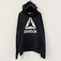 Reebok　リーボック　スウェットパーカー/フーディー　デカロゴ　黒　ブラック　XLサイズ トレーナー スウェットトップス フード付き 古着