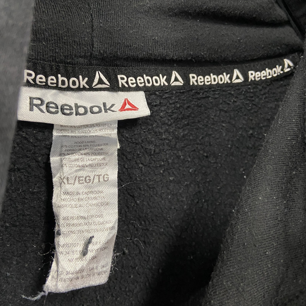 Reebok　リーボック　スウェットパーカー/フーディー　デカロゴ　黒　ブラック　XLサイズ トレーナー スウェットトップス フード付き 古着