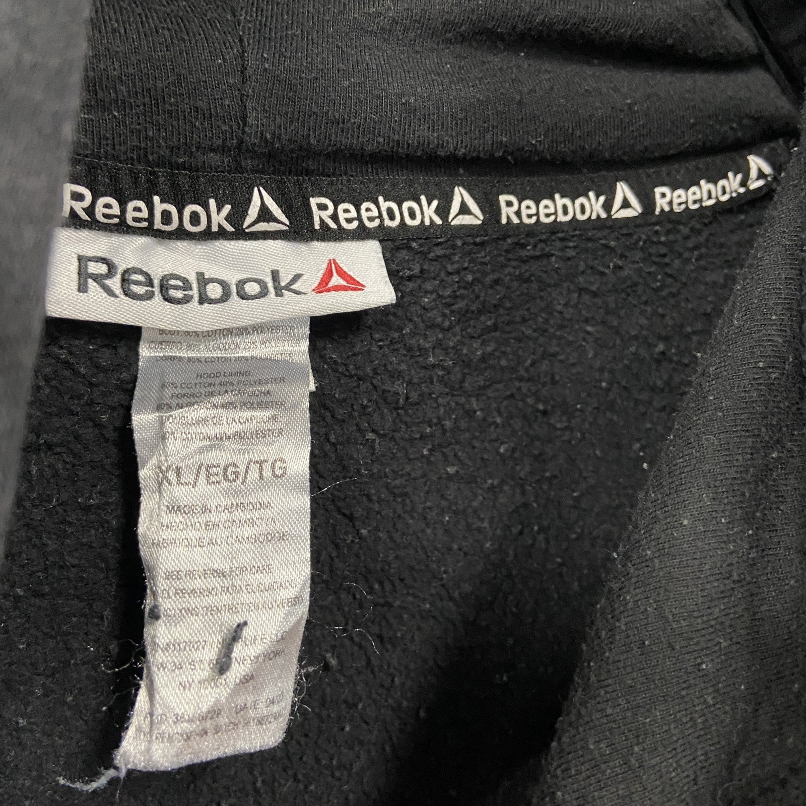 Reebok　リーボック　スウェットパーカー/フーディー　デカロゴ　黒　ブラック　XLサイズ トレーナー スウェットトップス フード付き 古着