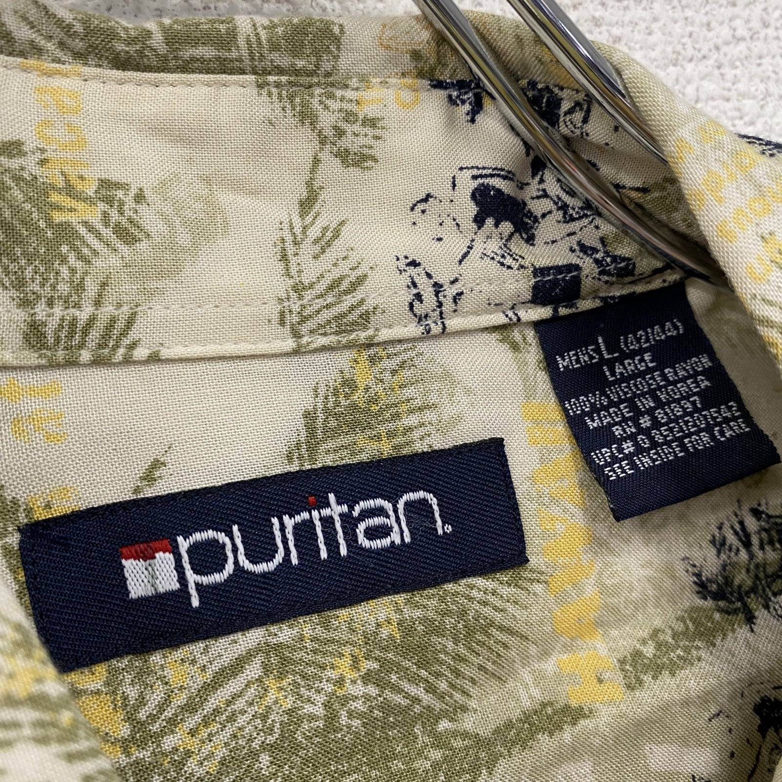 90s　Puritan　ピューリタン　半袖アロハシャツ　ヴィンテージ　総柄　マルチカラー　Lサイズ　古着