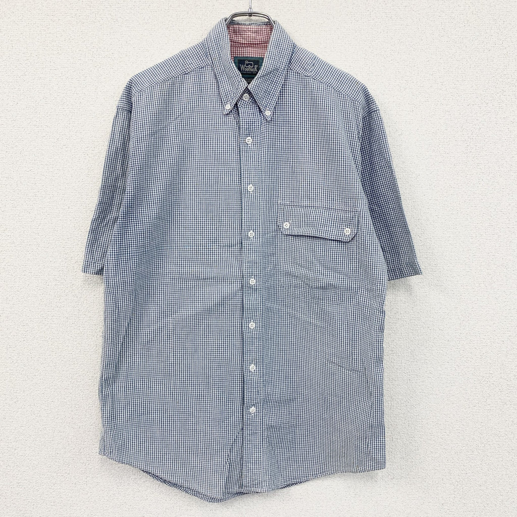～00s　Woolrich　ウールリッチ　半袖ボタンダウンシャツ　ヴィンテージ　ギンガムチェック　青　ブルー　Mサイズ　古着