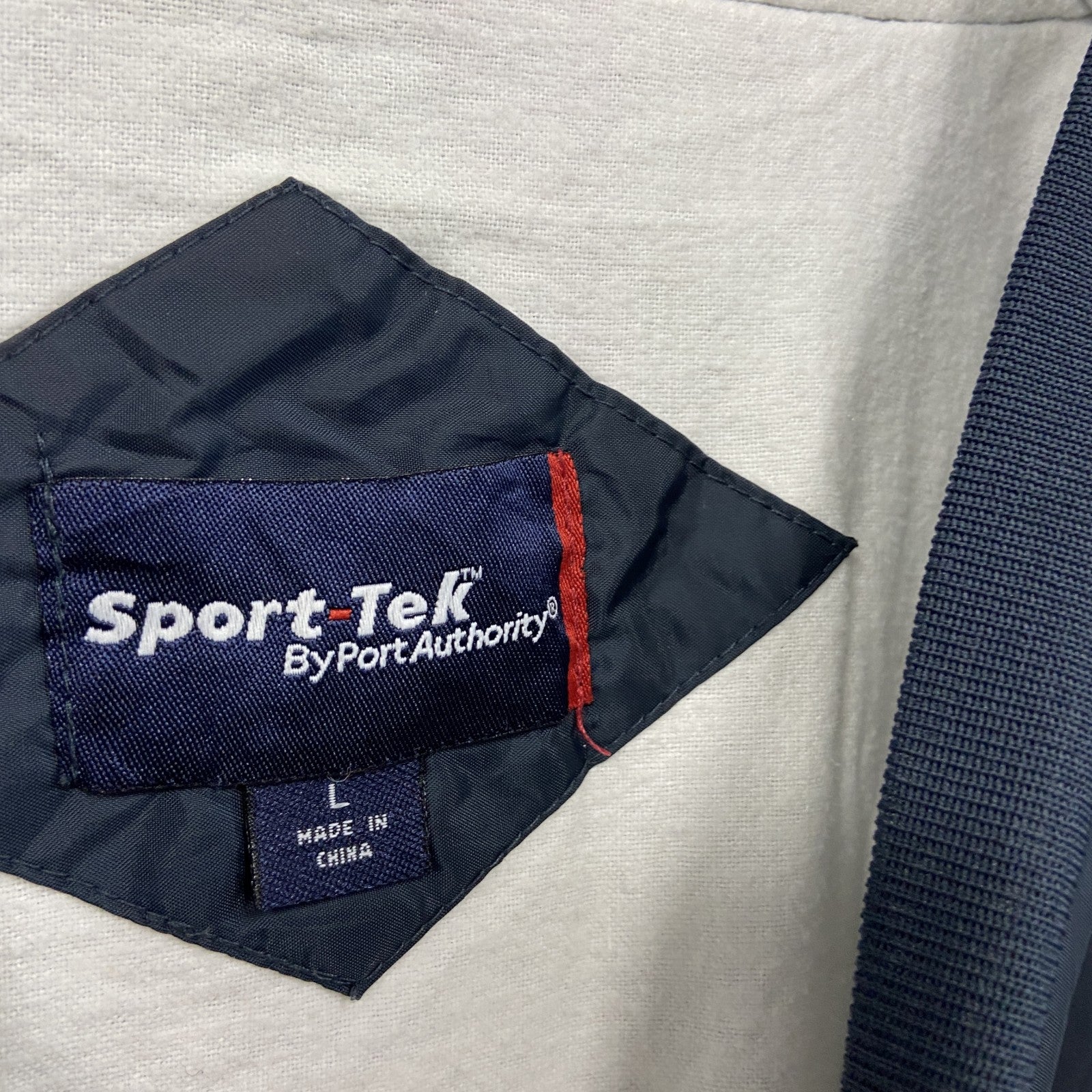 Sport-Tek　プルオーバージャケット　Vネック　アニマル　ワッペン　ワンポイント　紺　ネイビー　Lサイズ　古着