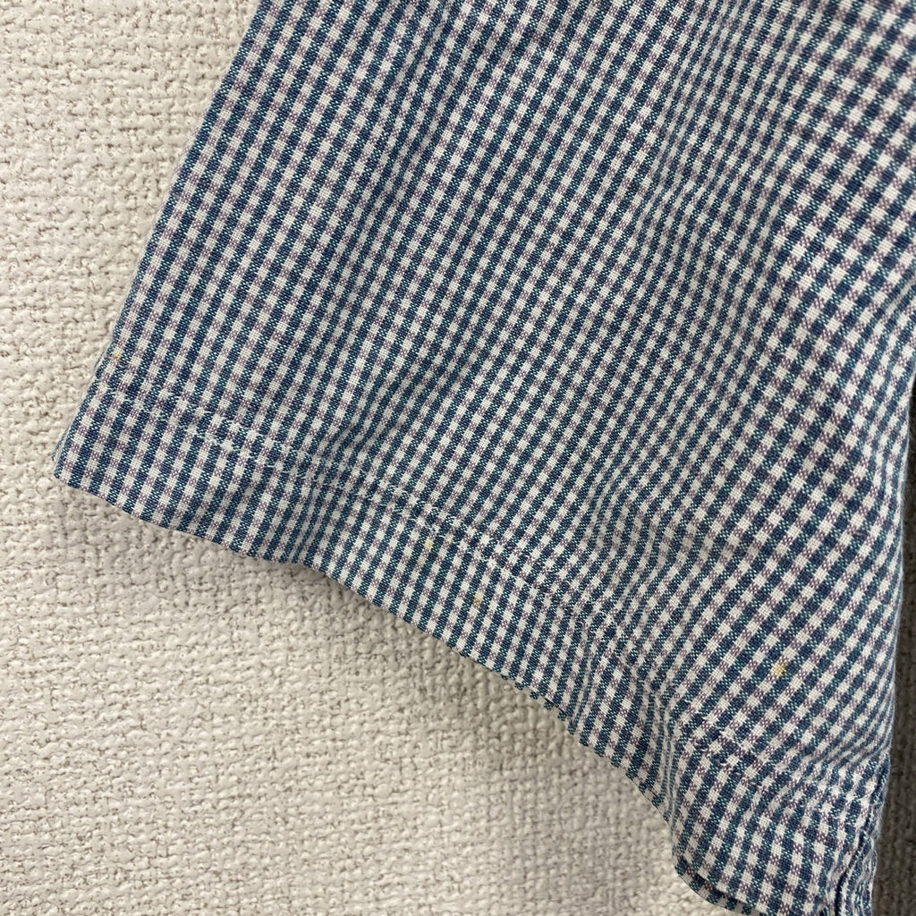 ～00s　Woolrich　ウールリッチ　半袖ボタンダウンシャツ　ヴィンテージ　ギンガムチェック　青　ブルー　Mサイズ　古着