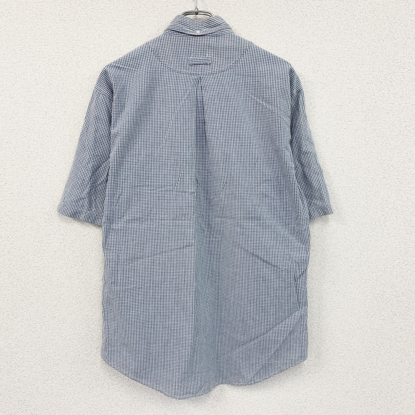 ～00s　Woolrich　ウールリッチ　半袖ボタンダウンシャツ　ヴィンテージ　ギンガムチェック　青　ブルー　Mサイズ　古着