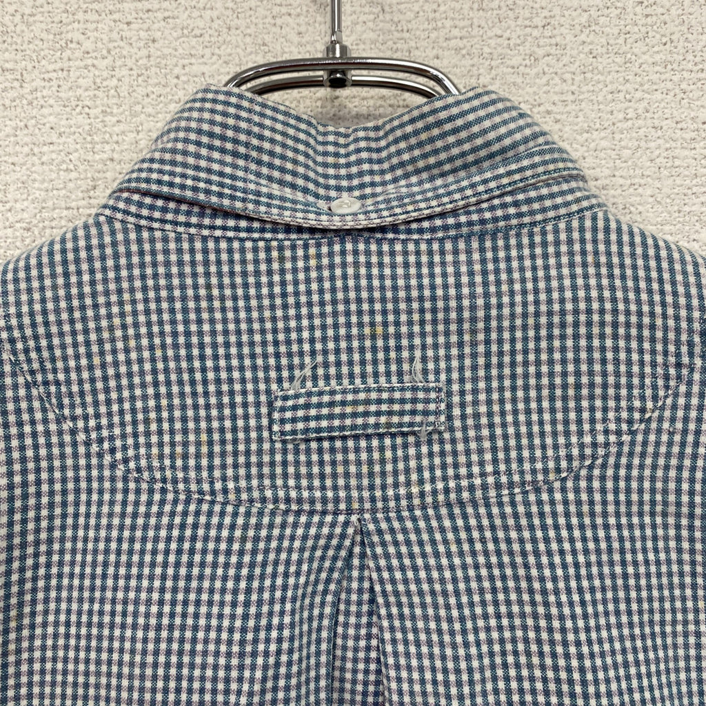 ～00s　Woolrich　ウールリッチ　半袖ボタンダウンシャツ　ヴィンテージ　ギンガムチェック　青　ブルー　Mサイズ　古着