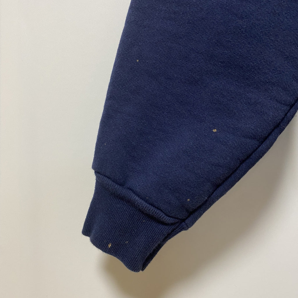 HARVARD SQUARE 長袖ハーフジップロゴ刺繍スウェット　トレーナー　レトロデザイン　ネイビー　紺　Lサイズ　古着